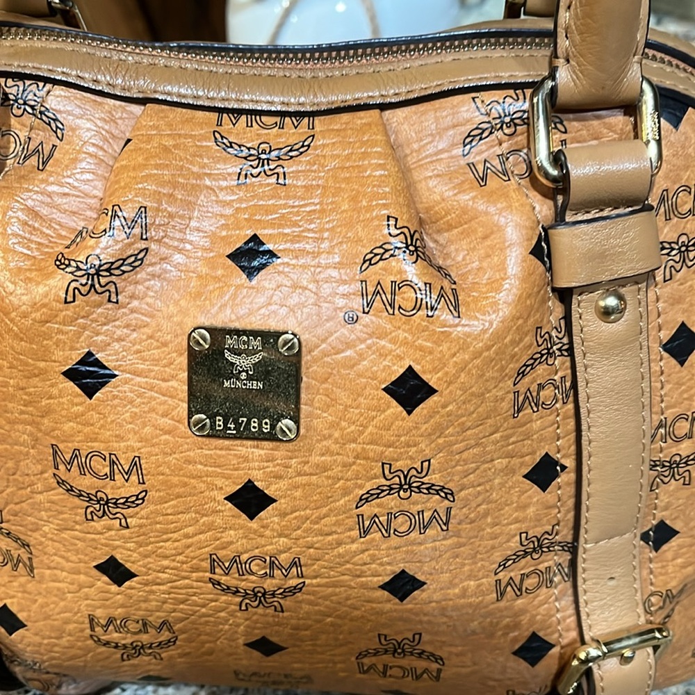 MCM EUC Visetos Buckle Dome Satchel Bag - Picture 8 of 13
